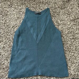 Anthropologie Teal Ribbed Tank Top